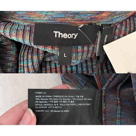 Theory Size L Arctic Polo Ribbed Pullover Henely Collared Sweater Mini NEW Dress - Picture 5 of 15